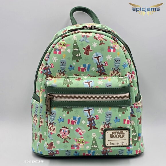 Loungefly Star Wars The Mandalorian Chibi Holidays Mini Backpack